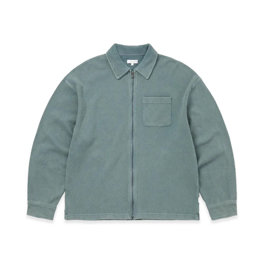 thisisneverthat Waffle Full Zip Polo Sweatshirt "Teal"