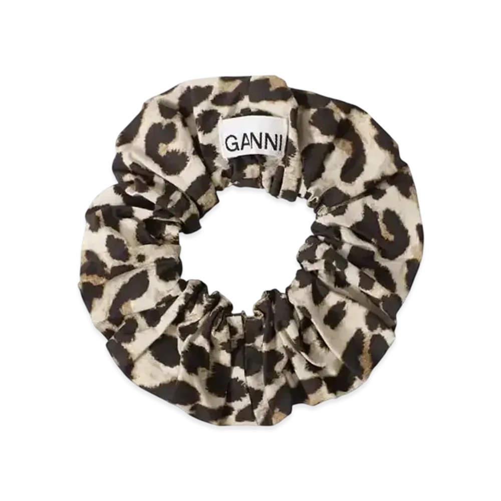 GANNI Printed Cotton Scrunchie "Leopard"