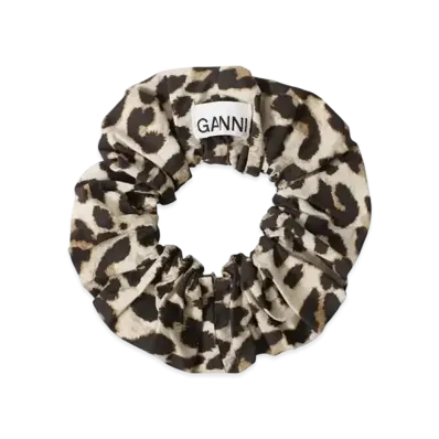 GANNI Printed Cotton Scrunchie "Leopard"