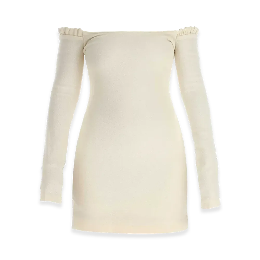 KHAITE Women's Wool Octavia Mini Dress "Ivory/White"