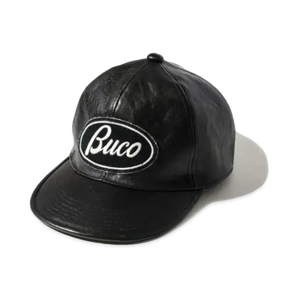 THE REAL McCOY'S BUCO LEATHER STRAP-BACK CAP "Black"