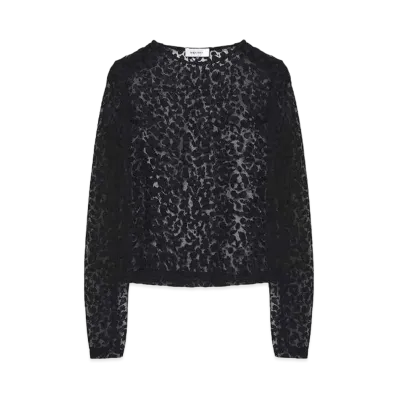 Alexander McQUEEN Leopard Devore Top "Black"