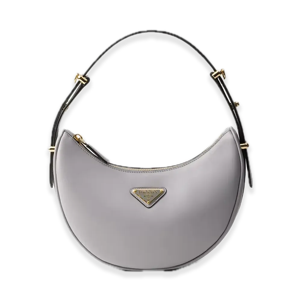 PRADA Arque Small Leather Shoulder Bag "Light Gray"