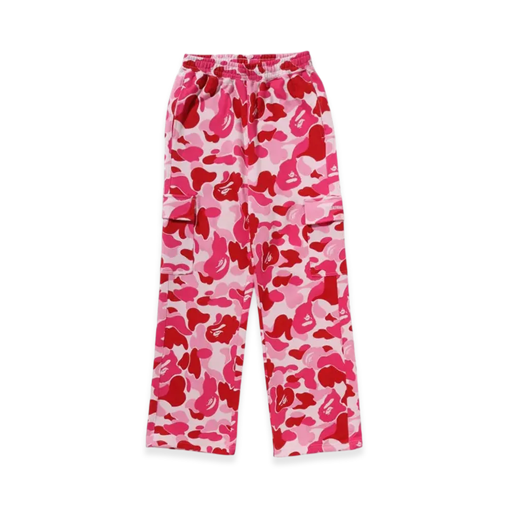 A BATHING APE Ladies Abc Camo A Bathing Ape Logo Straight Sweat Pants "Pink"