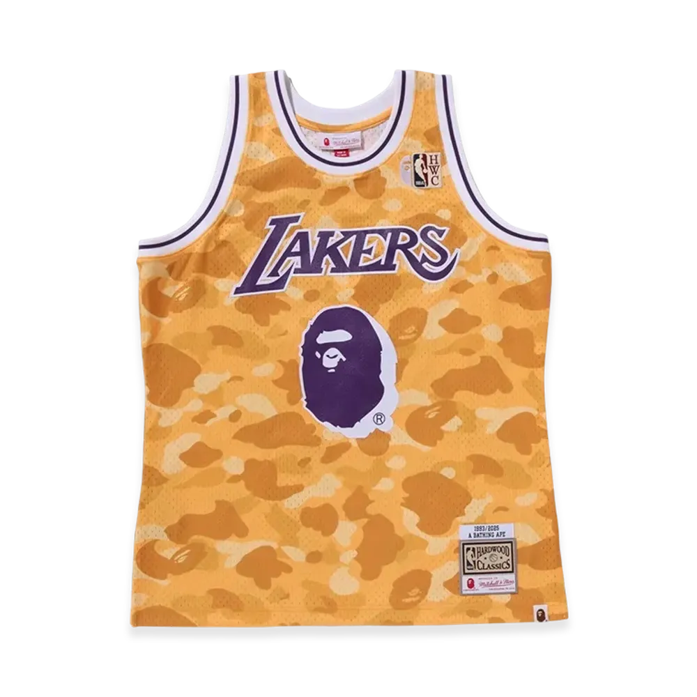 A BATHING APE x Mitchell & Ness x NBA Los Angeles Lakers Swingman Jersey "Yellow"