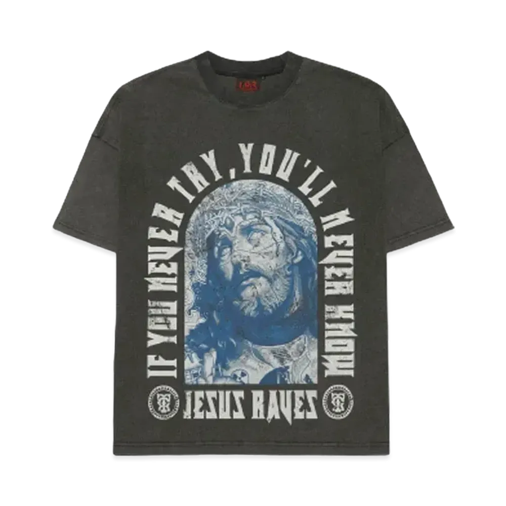 T.C.R JESUS RAVES VINTAGE WASHED S/S TEE "BLACK"