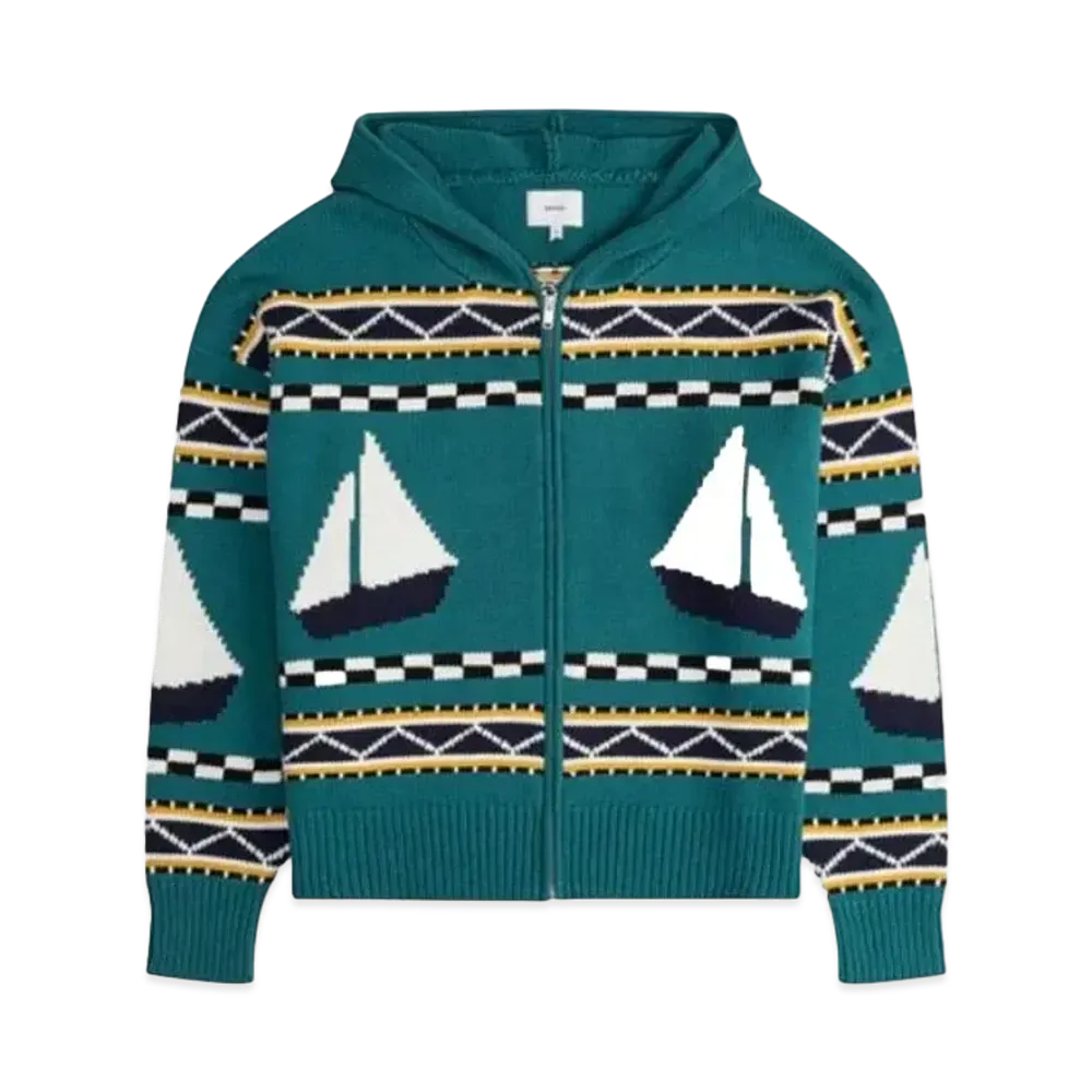 RHUDE Bateau Knit Zip Up Hoodie "Emerald"
