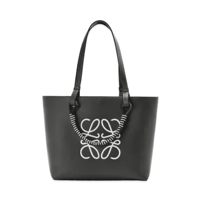 LOEWE Small Anagram Tote In Classic Calfskin "Black / Soft White"