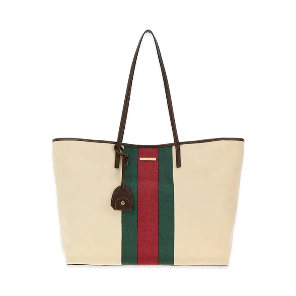GUCCI Women's Canvas Large Tribeca Shopping Bag "White/Ivory"