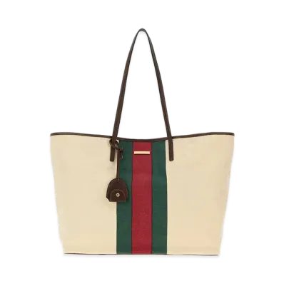 GUCCI Women's Canvas Large Tribeca Shopping Bag "White/Ivory"