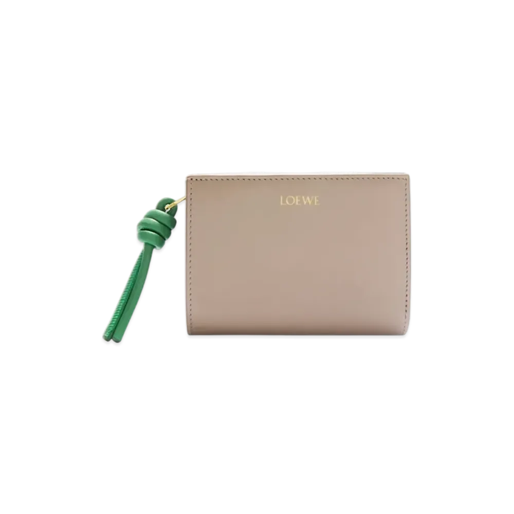 LOEWE Knot Compact Wallet "Sand/Tropical Green"