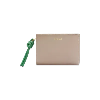 LOEWE Knot Compact Wallet "Sand/Tropical Green"
