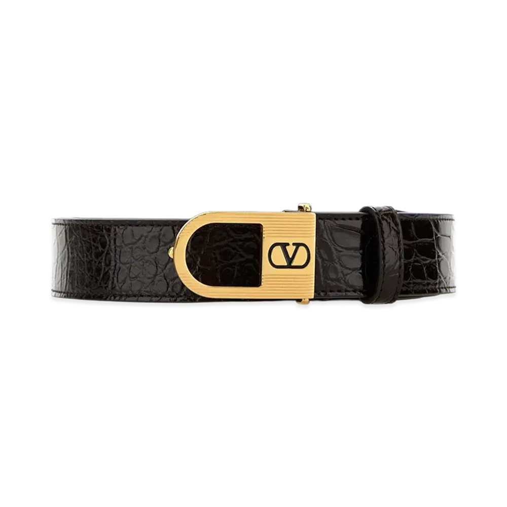 Valentino Leather Vlogo Signature Belt "Dark Brown"