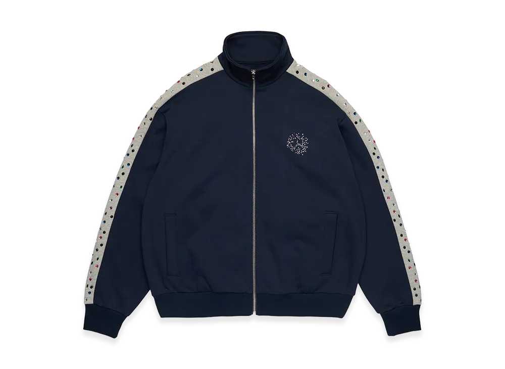 DENIM TEARS Denim U Rhinestone Fleece Track Jacket "Navy"