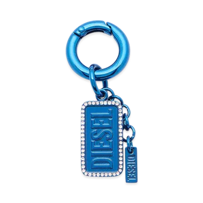 Diesel Charm-Diesel Metal Keyring With Logo and Rhinestones "Blue"