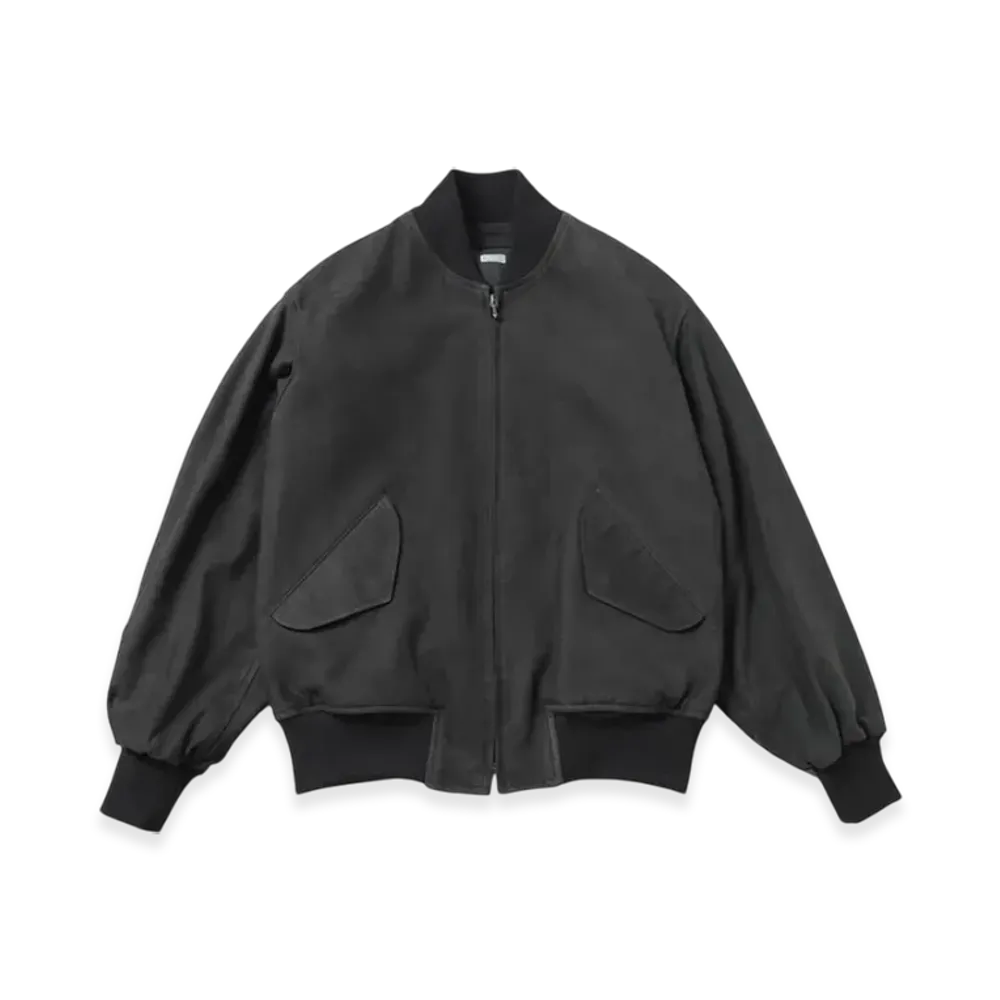 A.PRESSE Nubuck Leather Rib Blouson "Black"