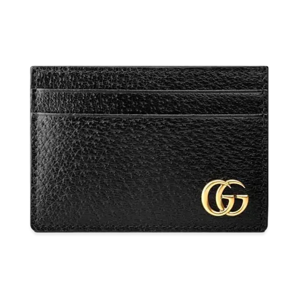 GUCCI GG Marmont Leather Card Case With Money Clip "Black"