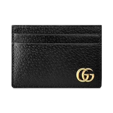 GUCCI GG Marmont Leather Card Case With Money Clip "Black"