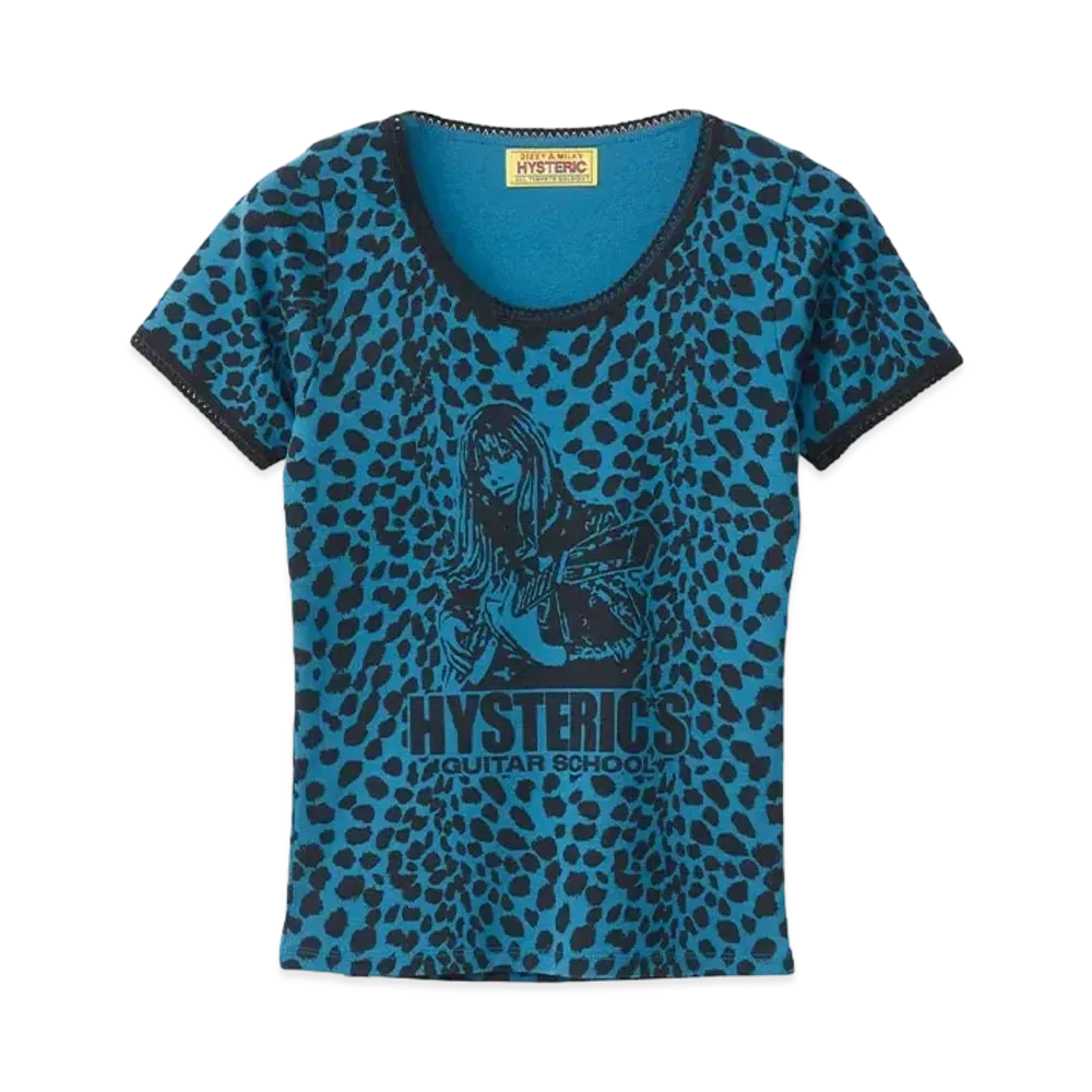 HYSTERIC GLAMOUR Hysteric's Guitar School Pattern Chibi T-Shirt "Blue"