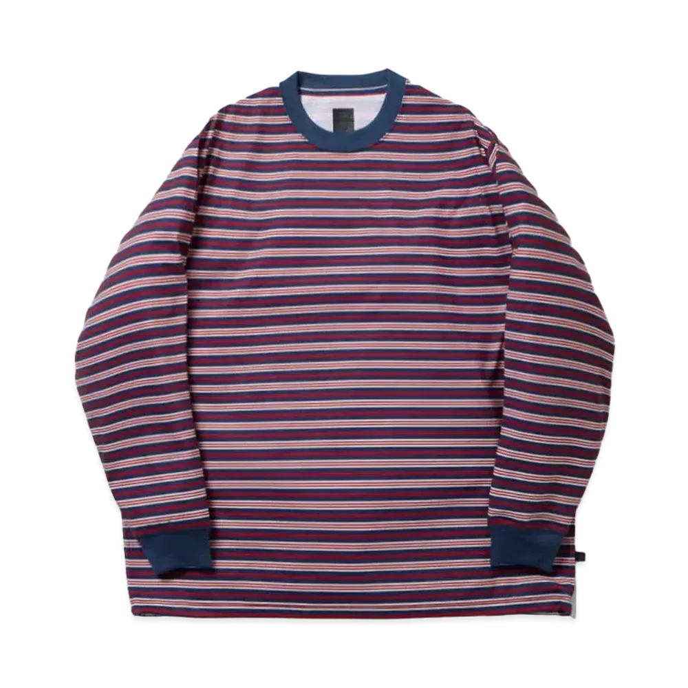 DAIWA PIER39 Tech Drawstring Multi Border L/S Tee "Light Navy x Bordeaux"