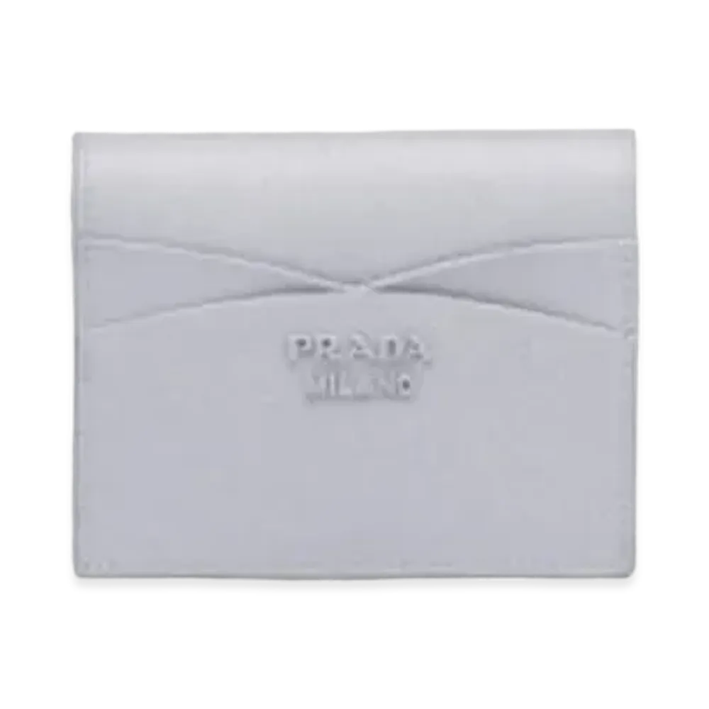 PRADA Small Saffiano And Leather Wallet "Blue"
