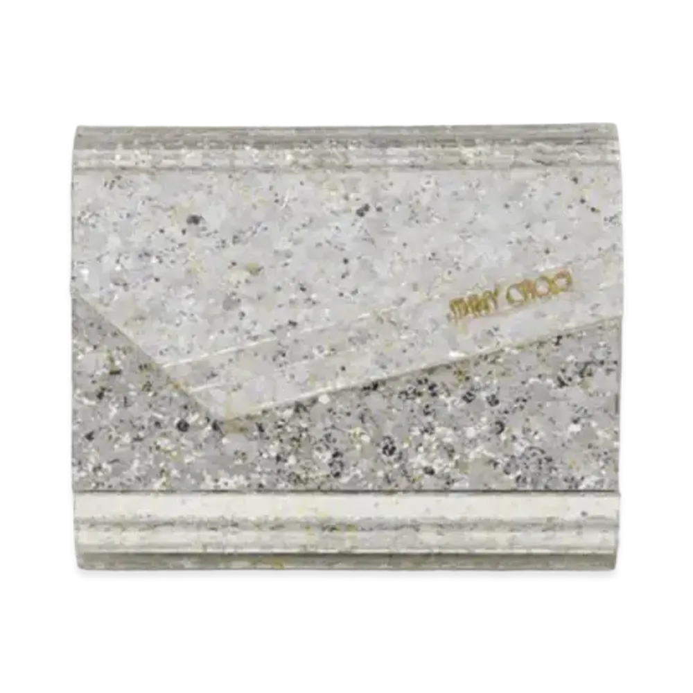 Jimmy Choo Micro Candy Coarse Glitter Acrylic Mini Clutch Bag "Champagne"