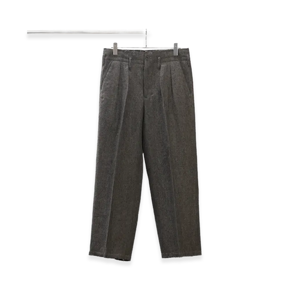 ANCELLM Shrink Wool Wide Slacks "Gray"