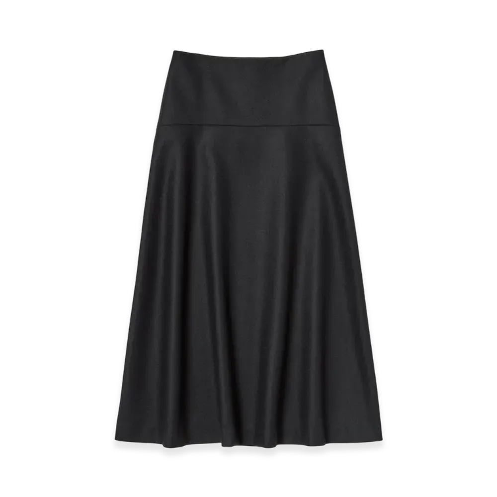 AURALEE Light Melton Skirt "Dark Charcoal"