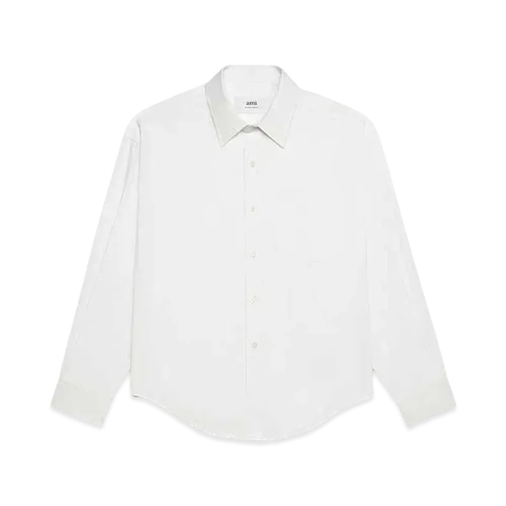 AMI PARIS Cotton Poplin Boxy Fit Shirt "White"