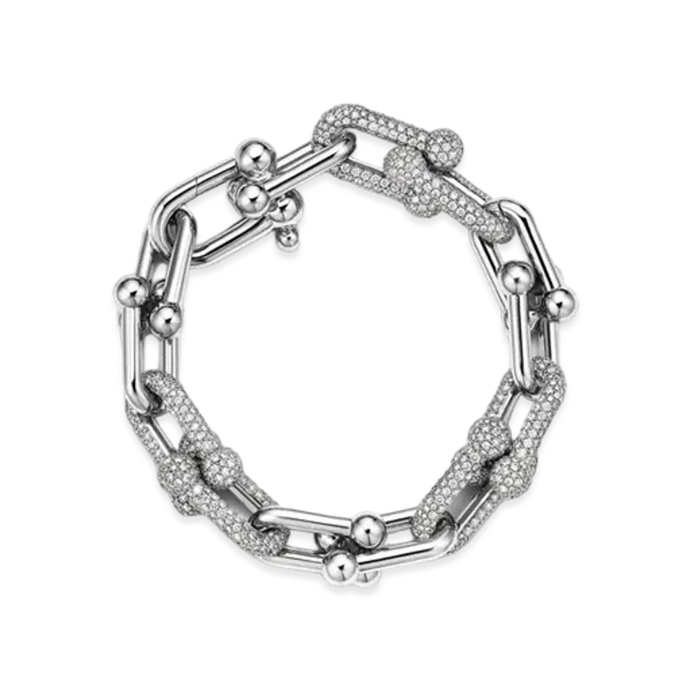 Tiffany & Co. Tiffany HardWear Large Link Bracelet with Pave Diamonds 18K "White Gold"