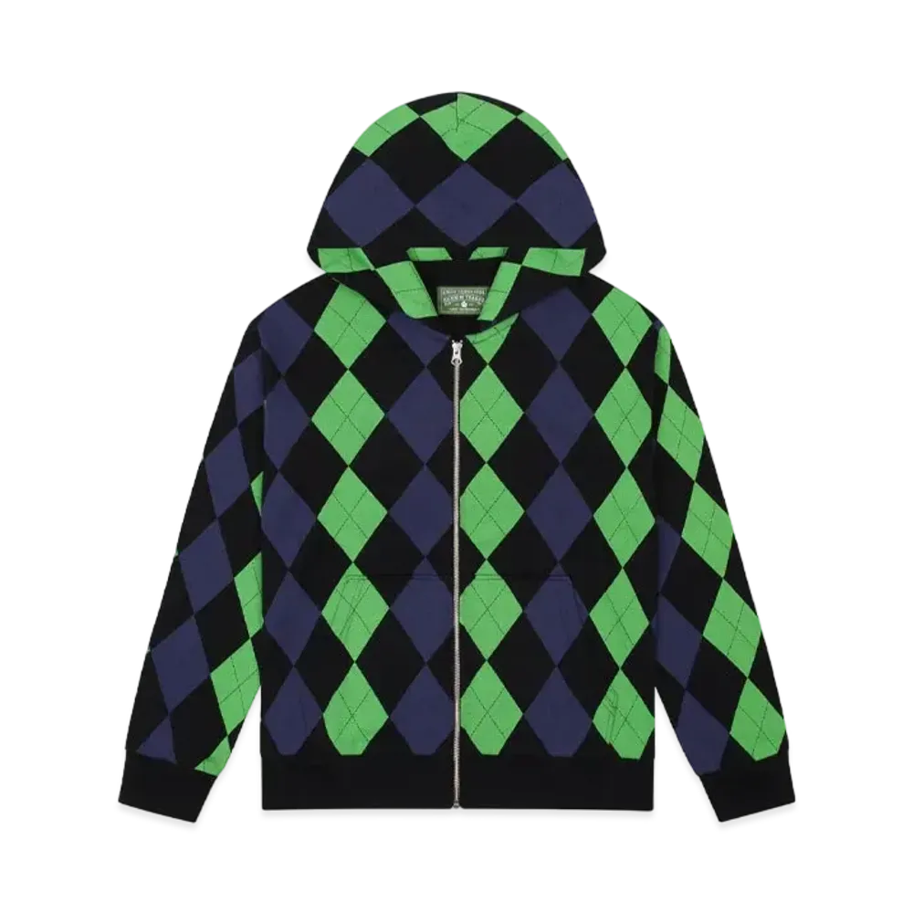 DENIM TEARS Intarsia Zip Hoodie "Green"