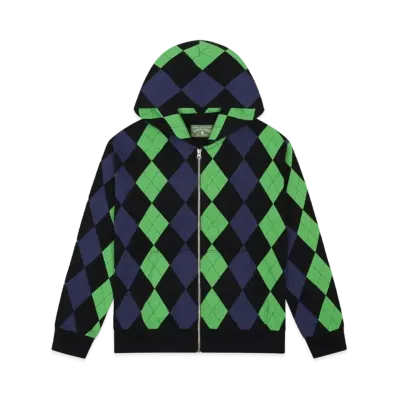 DENIM TEARS Intarsia Zip Hoodie "Green"
