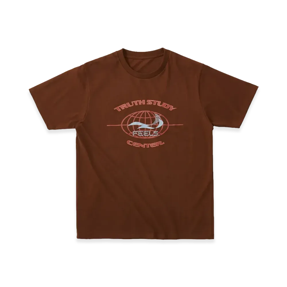 FEELS. Globe Logo Print T-Shirt "Brown"
