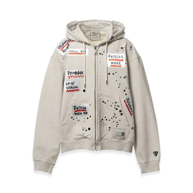 Maison MIHARA YASUHIRO Embellished Sticker Zip-Up Hoodie "White"