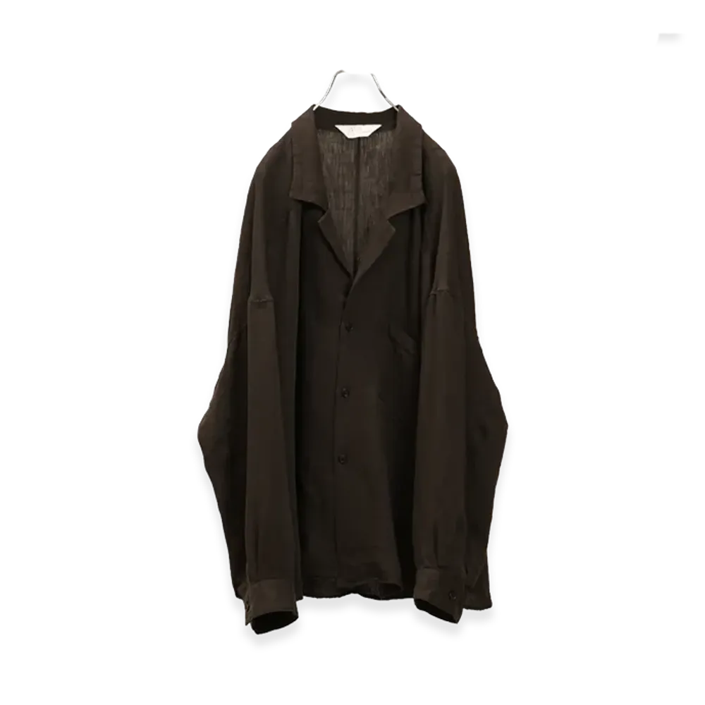 ANCELLM 100/S Linen Tailored Shirt "Brown"