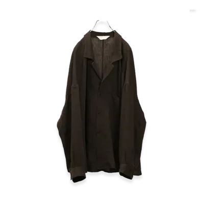 ANCELLM 100/S Linen Tailored Shirt "Brown"