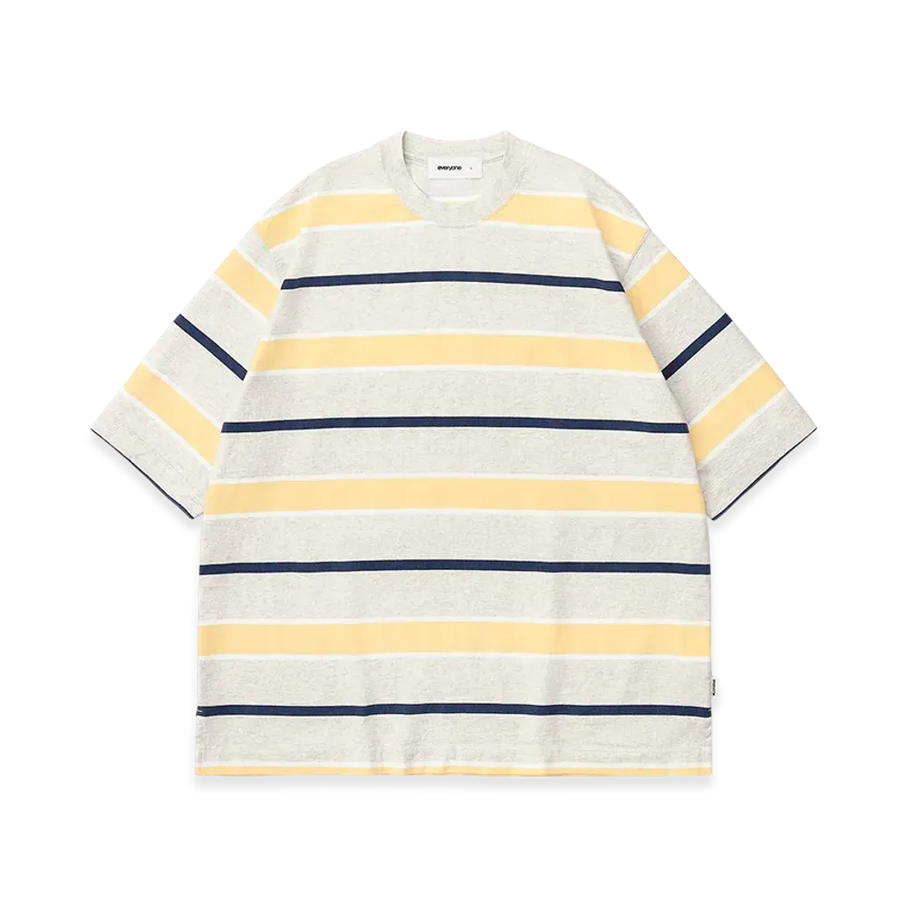 everyone Multi Border Short Sleeve Tee Shirt "Ash/Yellow/Navy"