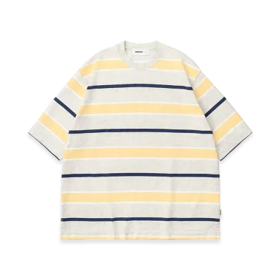 everyone Multi Border Short Sleeve Tee Shirt "Ash/Yellow/Navy"