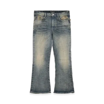 BALENCIAGA Lace Flare Capri Pants "Light Blue"