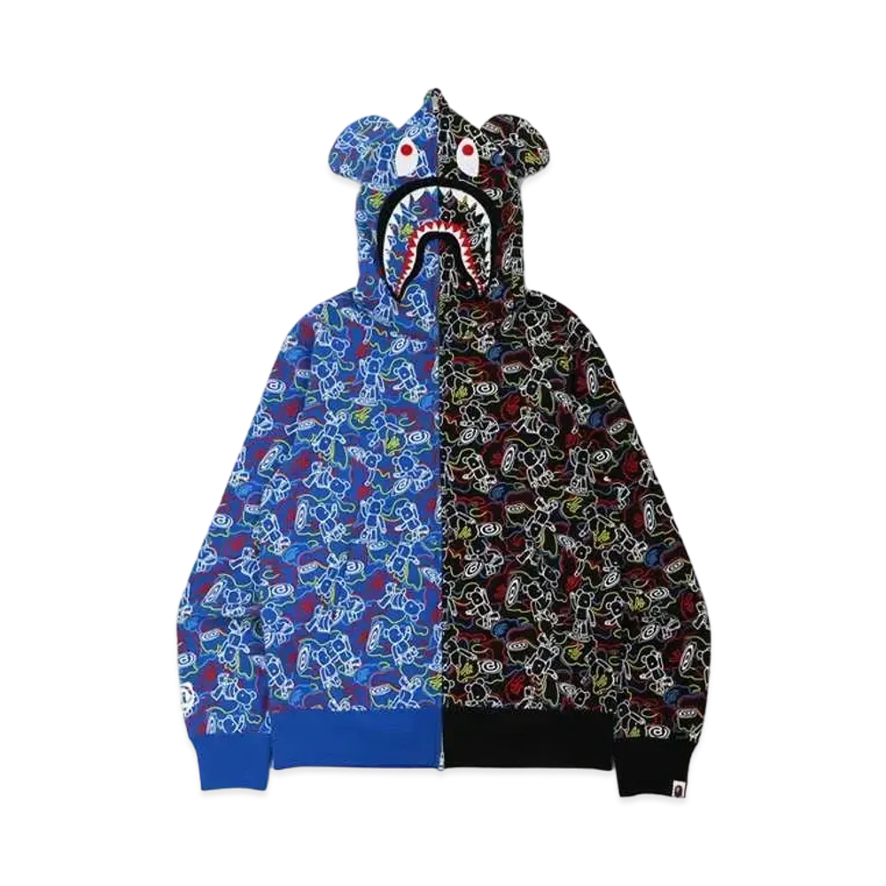 A BATHING APE BE@RBRICK CAMO BE@R SHARK FULL ZIP HOODIE "Multi"