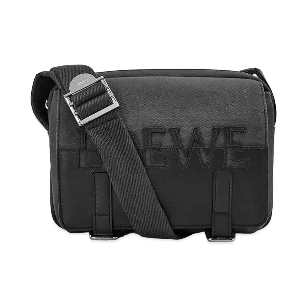 LOEWE Signature XS Military Messenger Bag In Canvas And Classic Calfskin "Anthracite/Black"