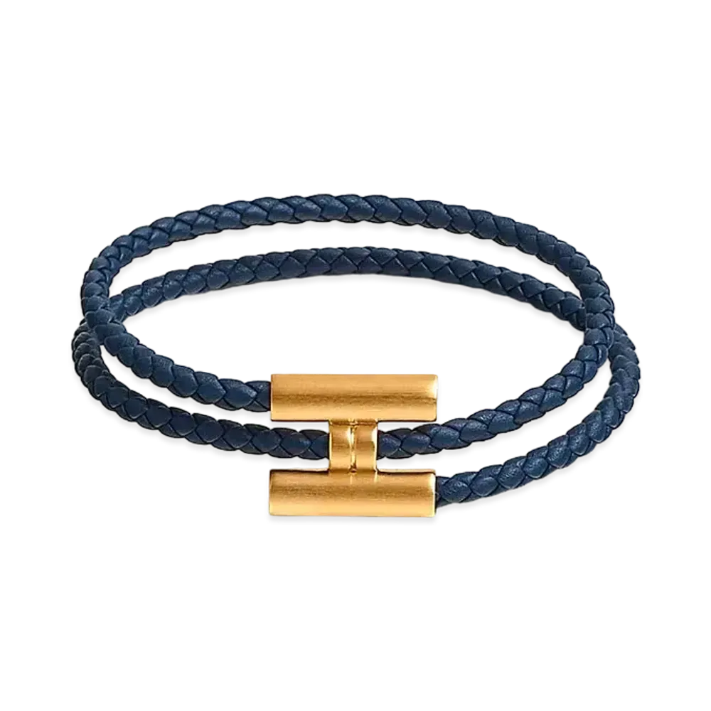 Hermes Tournis Tresse Bracelet "Navy/Gold"