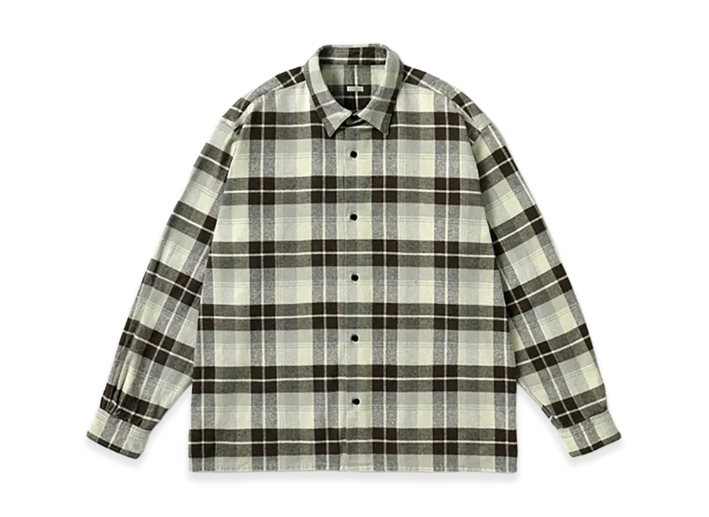 A.PRESSE Vintage Cotton Silk Nep Twill Check Shirts "Gray"