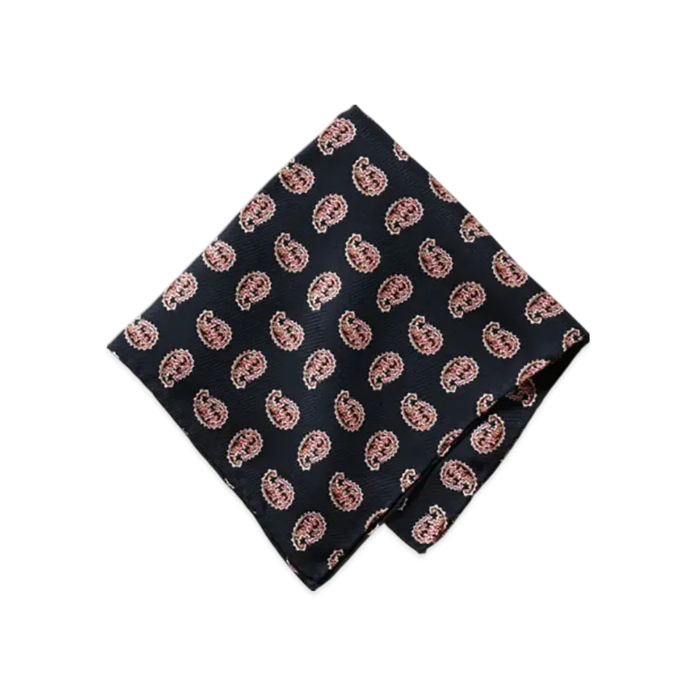 BEAMS Big Paisley Print Silk Handkerchief "Navy"