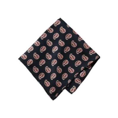 BEAMS Big Paisley Print Silk Handkerchief "Navy"