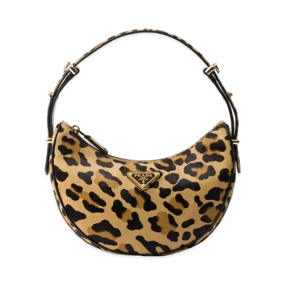 PRADA Arque Printed Leather Shoulder Bag "Beige"