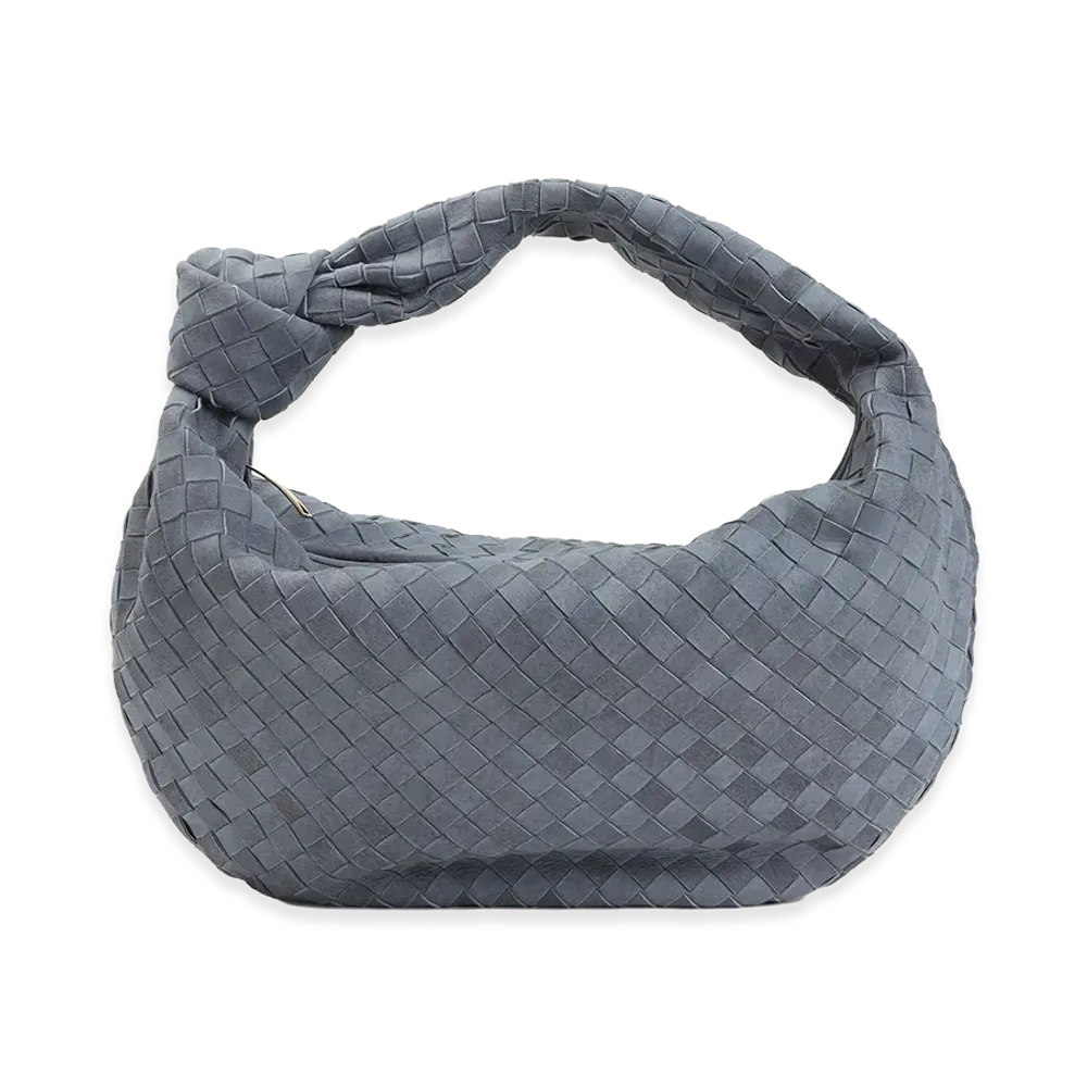 Bottega Veneta Women's Jodie Intrecciato 15 Cloudy Suede Handbag "Cloudy Indigo"