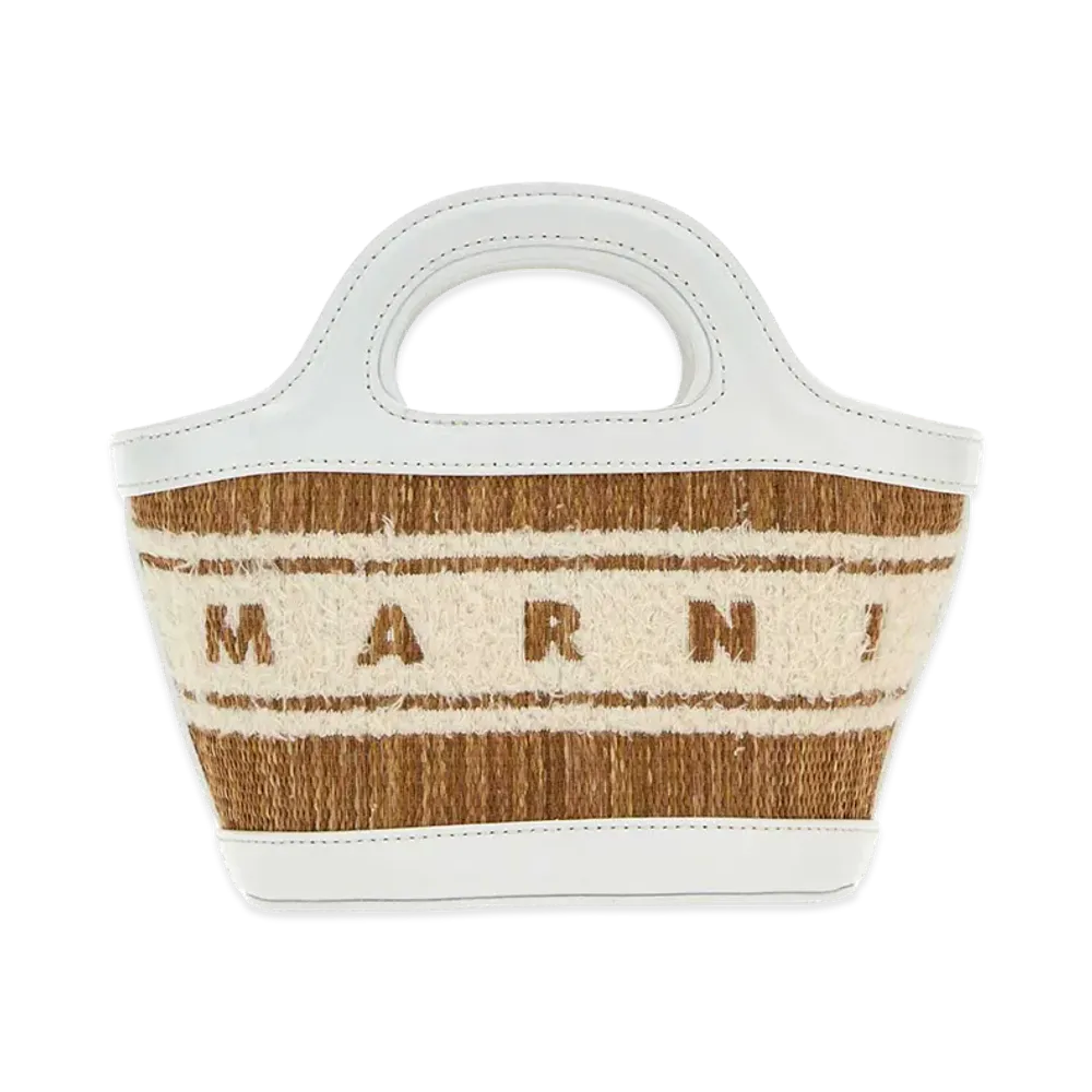 MARNI Women's Two-Tone Raffia And Leather Micro Tropicalia Summer Handbag "Multicolor"