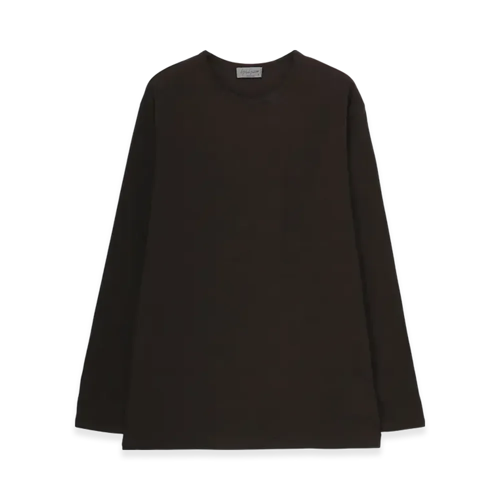 Yohji Yamamoto POUR HOMME Cotton Single Jersey Round Neck Long SLV T "Charcoal"