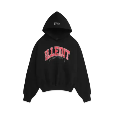 ILLEDIT Illedit Arch Logo Crop Hoodie "Black Red"